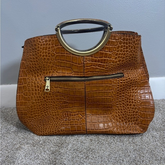 Patricia Nash Arenzano Leather Double Ring Shopper Designer Luxury Animal Print